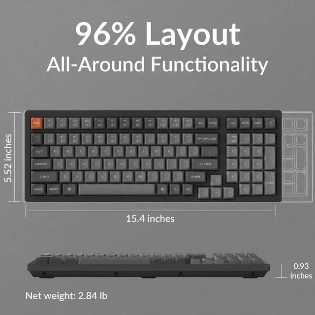 Alt view image 3 of 7 - Keychron K4 Max Mechanical Keyboard Wireless with Number Pad, 2.4 GHz/Bluetooth 5.1/Wired Custom Keyboard with 100 Keys, Programmable RGB Backlight Hot-Swappable for Mac Windows Linux