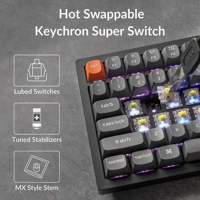 Alt view image 7 of 7 - Keychron K4 Max Mechanical Keyboard Wireless with Number Pad, 2.4 GHz/Bluetooth 5.1/Wired Custom Keyboard with 100 Keys, Programmable RGB Backlight Hot-Swappable for Mac Windows Linux
