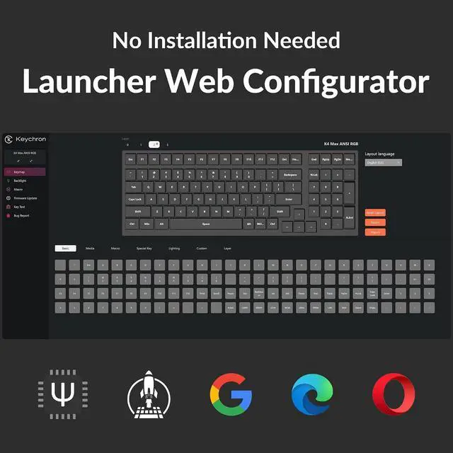 Alt view image 2 of 7 - Keychron K4 Max Wireless Custom Mechanical Keyboard with Number Pad, QMK Programmable 100 Keys RGB Backlight, Bluetooth/2.4 GHz/Wired PBT Keycaps Compatible with Mac Windows Linux
