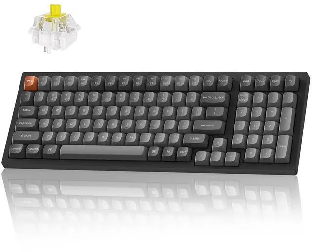 Main image of Keychron K4 Max Wireless Custom Mechanical Keyboard with Number Pad, QMK Programmable 100 Keys RGB Backlight, Bluetooth/2.4 GHz/Wired PBT Keycaps Compatible with Mac Windows Linux