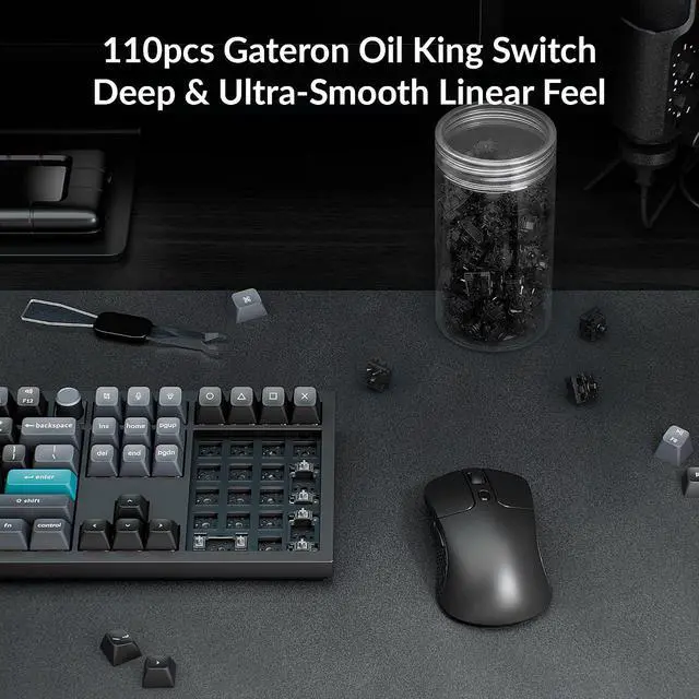 Alt view image 2 of 7 - Gateron Oil King Switch - 110PCS Linear Mechanical Keyboard Switches, 55gf Actuation, 5-Pin Hot-Swappable, Pre-Lubed, 20mm Long Spring, Smooth Typing for Gaming & Office