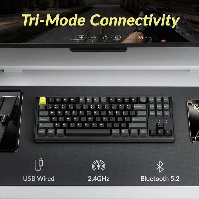 Alt view image 2 of 7 - Keychron J4 HE Wireless Hall Effect Magnetic Switch Keyboard TKL with Knob | Rapid Trigger Tri-Mode Wireless Connection Launcher Customization QMK Mac Windows Linux Compatible Hot-Swappable 80% Layout