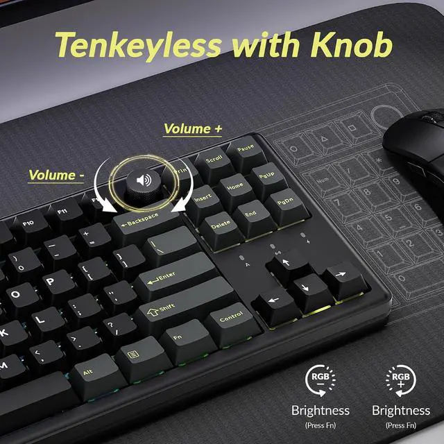 Alt view image 3 of 7 - Keychron J4 HE Wireless Hall Effect Magnetic Switch Keyboard TKL with Knob | Rapid Trigger Tri-Mode Wireless Connection Launcher Customization QMK Mac Windows Linux Compatible Hot-Swappable 80% Layout