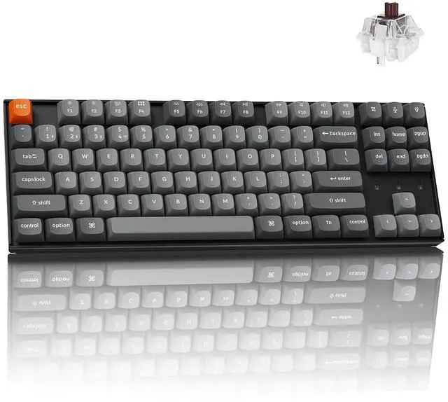 Main image of Keychron K8 Max TKL Mechanical Keyboard Wireless, 87 Keys QMK 2.4 GHz/Bluetooth 5.1/Wired Connection, White Backlit with Programmable Keychron Super Brown Switch for macOS Windows Linux