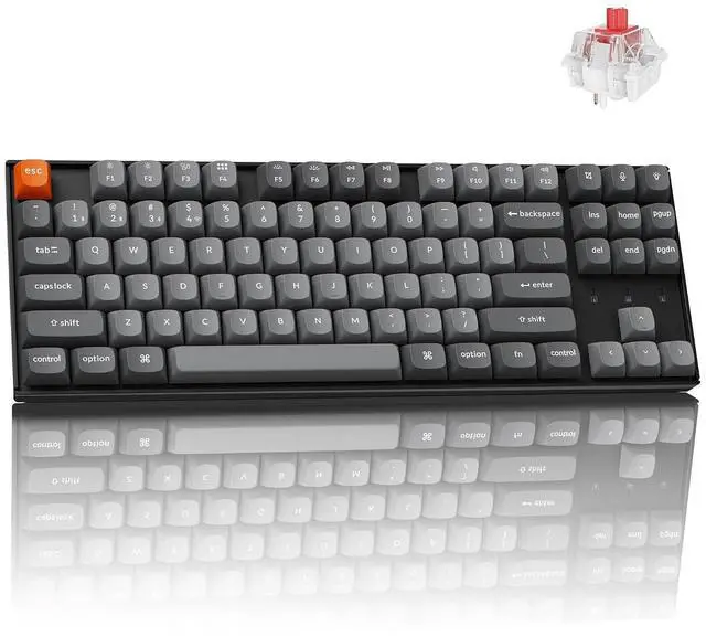 Main image of Keychron K8 Max TKL Mechanical Keyboard Wireless, 87 Keys QMK 2.4 GHz/Bluetooth 5.1/Wired Connection, White Backlit with Programmable Keychron Super Red Switch for macOS Windows Linux