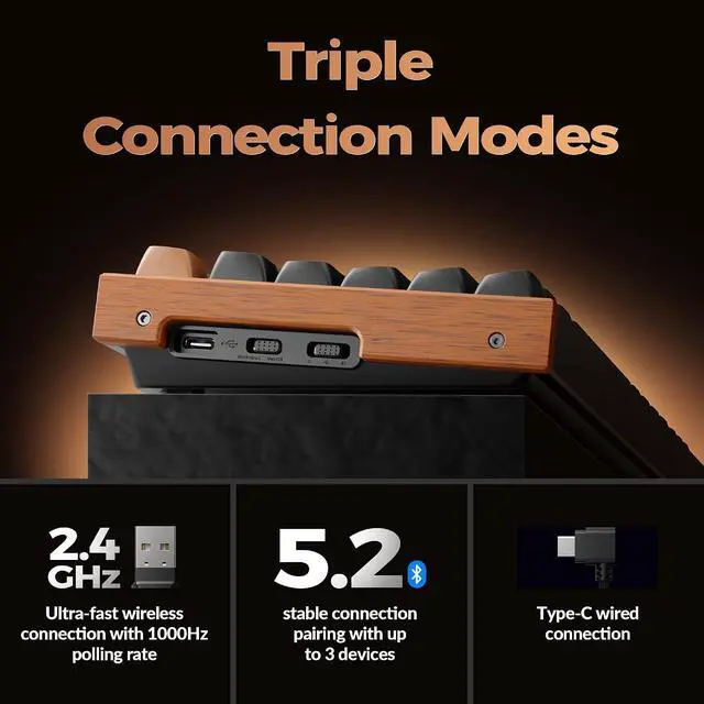 Alt view image 5 of 7 - Keychron K8 HE TKL Wireless Bluetooth 2.4G Wired Triple Mode Hot Swappable Hall Effect Keyboard K0 Max Wireless Low-Profile Number Pad