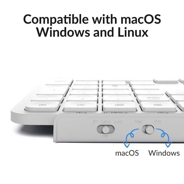 Alt view image 3 of 7 - Keychron B1 Pro Ultra-Slim Wireless Keyboard and BM25 Quiet-Click Ergonomic Mouse Bundle, Bluetooth 2.4GHz Wired, Rechargeable, Programmable, for Mac Windows Linux