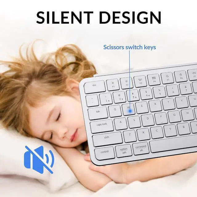 Alt view image 4 of 7 - Keychron B1 Pro Ultra-Slim Wireless Keyboard and BM25 Quiet-Click Ergonomic Mouse Bundle, Bluetooth 2.4GHz Wired, Rechargeable, Programmable, for Mac Windows Linux