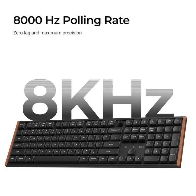 Alt view image 3 of 7 - Keychron K5 Ultra 8K Wireless Mechanical Keyboard, Full Size Low Profile RGB Keyboard with Knob, ZMK Programmable, 2.4GHz/Bluetooth/USB-C, Hot-Swappable Milk POM, PBT Keycaps for Mac/Windows, Black