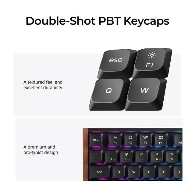 Alt view image 7 of 7 - Keychron K5 Ultra 8K Wireless Mechanical Keyboard, Full Size Low Profile RGB Keyboard with Knob, ZMK Programmable, 2.4GHz/Bluetooth/USB-C, Hot-Swappable Milk POM, PBT Keycaps for Mac/Windows, Black