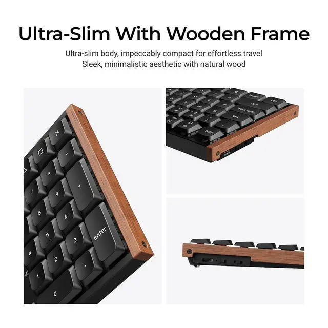 Alt view image 4 of 7 - Keychron K5 Ultra 8K Wireless Mechanical Keyboard, Full Size Low Profile RGB Keyboard with Knob, ZMK Programmable, 2.4GHz/Bluetooth/USB-C, Hot-Swappable Milk POM, PBT Keycaps for Mac/Windows, Black