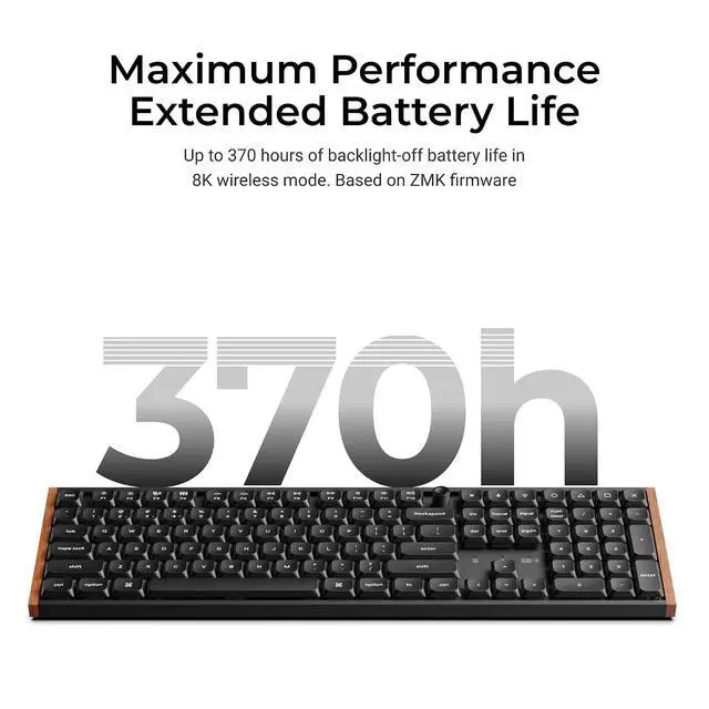 Alt view image 5 of 7 - Keychron K5 Ultra 8K Wireless Mechanical Keyboard, Full Size Low Profile RGB Keyboard with Knob, ZMK Programmable, 2.4GHz/Bluetooth/USB-C, Hot-Swappable Milk POM, PBT Keycaps for Mac/Windows, Black