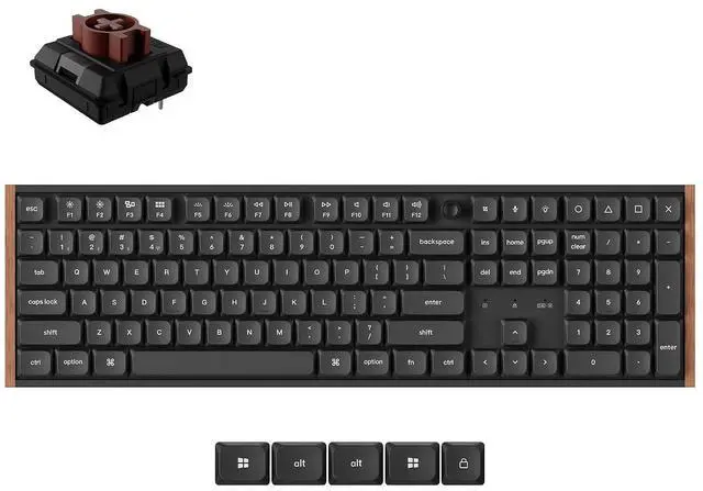 Main image of Keychron K5 Ultra 8K Wireless Mechanical Keyboard, Full Size Low Profile RGB Keyboard with Knob, ZMK Programmable, 2.4GHz/Bluetooth/USB-C, Hot-Swappable Milk POM, PBT Keycaps for Mac/Windows, Black