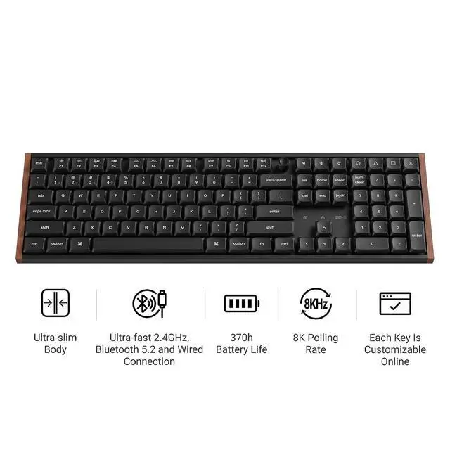 Alt view image 7 of 7 - Keychron K5 Ultra 8K Wireless Mechanical Keyboard, Full Size Low Profile RGB Keyboard with Knob, ZMK Programmable, 2.4GHz/Bluetooth/USB-C, Hot-Swappable Milk POM, PBT Keycaps for Mac/Windows, Black
