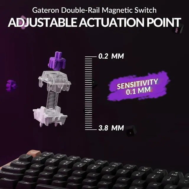 Alt view image 4 of 6 - Keychron K4 HE 96% Hall Effect Wireless Mechanical Keyboard + Ergonomic Wrist Rest, Magnetic Switches, Rapid Trigger, QMK/VIA, 2.4GHz/BT5.2/USB-C, RGB, Numpad, Mac/Windows/Linux, Black