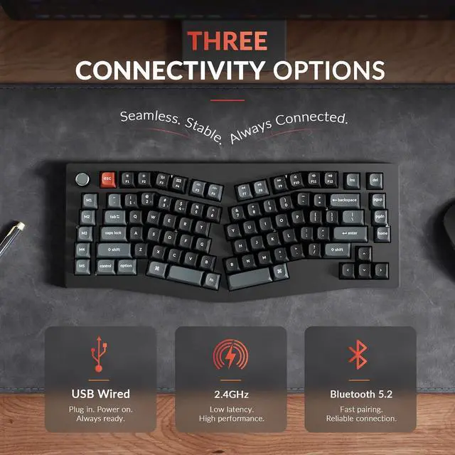 Alt view image 7 of 7 - Keychron V10 Ultra 8K Wireless Mechanical Keyboard, 75% Alice Ergonomic Layout, 8000Hz 2.4GHz/Bluetooth 5.3/USB-C Wired, Hot-Swappable ZMK Custom Keyboard with Knob for Mac & Windows