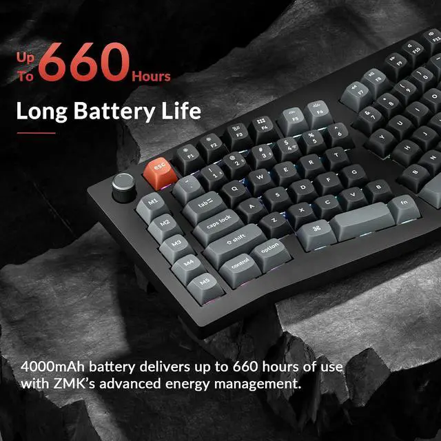 Alt view image 6 of 7 - Keychron V10 Ultra 8K Wireless Mechanical Keyboard, 75% Alice Ergonomic Layout, 8000Hz 2.4GHz/Bluetooth 5.3/USB-C Wired, Hot-Swappable ZMK Custom Keyboard with Knob for Mac & Windows