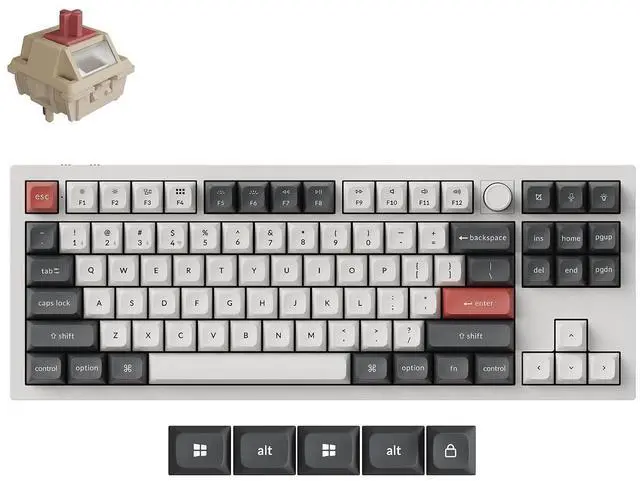 Main image of Keychron Q3 Ultra Wireless Mechanical Keyboard 8KHz Polling Rate, TKL 2.4G/Bluetooth 5.3/Wired Up to 660 Hours Long Battery Life, Hot-Swappable Aluminum RGB Gaming ZMK for Mac/Windows/Linux-White