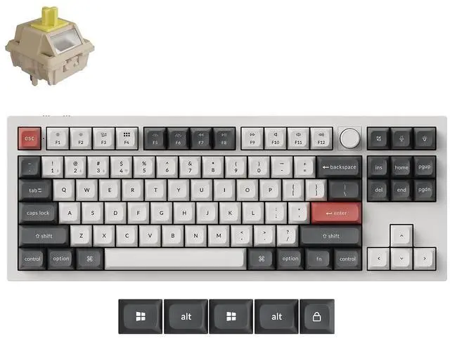 Main image of Keychron Q3 Ultra Wireless Mechanical Keyboard 8KHz Polling Rate, TKL 2.4G/Bluetooth 5.3/Wired Up to 660 Hours Long Battery Life, Hot-Swappable Aluminum RGB Gaming ZMK for Mac/Windows/Linux-White