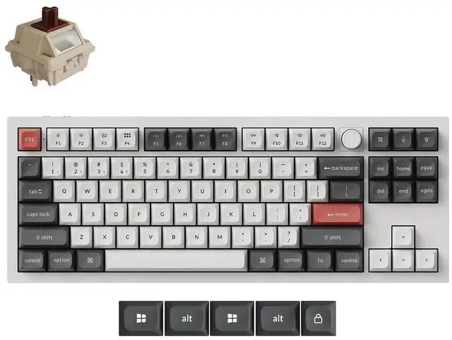 Main image of Keychron Q3 Ultra Wireless Mechanical Keyboard 8KHz Polling Rate, TKL 2.4G/Bluetooth 5.3/Wired Up to 660 Hours Long Battery Life, Hot-Swappable Aluminum RGB Gaming ZMK for Mac/Windows/Linux-White