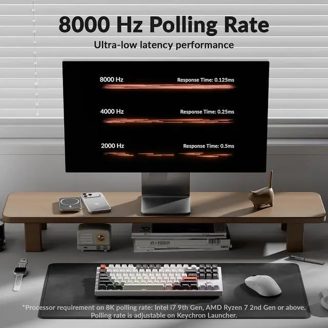 Alt view image 3 of 7 - Keychron Q3 Ultra Wireless Mechanical Keyboard 8KHz Polling Rate, TKL 2.4G/Bluetooth 5.3/Wired Up to 660 Hours Long Battery Life, Hot-Swappable Aluminum RGB Gaming ZMK for Mac/Windows/Linux-White