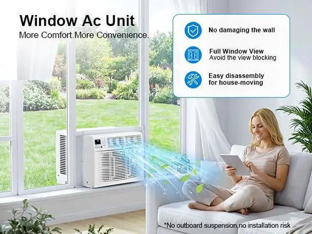 Alt view image 5 of 7 - Window Air Conditioner, 6,000BTU Air Conditioner Window Unit, Cools up to 250 Sq. Ft, Window AC with Cool, Fan, Dry, Sleep, Energy Saver, and Auto,6 Modes,24H Timer,Easy Install,Home,Office