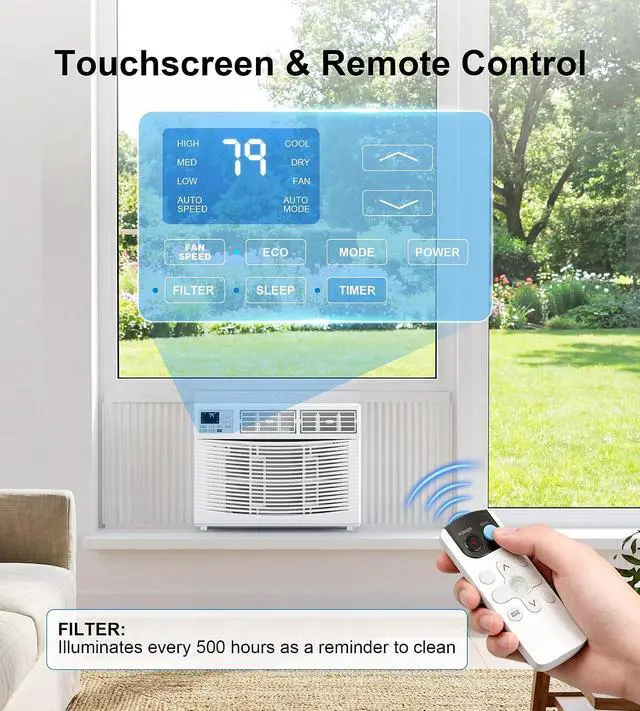 Alt view image 6 of 7 - Window Air Conditioner, 6,000BTU Air Conditioner Window Unit, Cools up to 250 Sq. Ft, Window AC with Cool, Fan, Dry, Sleep, Energy Saver, and Auto,6 Modes,24H Timer,Easy Install,Home,Office