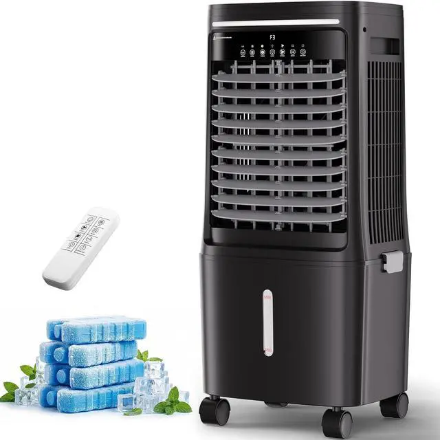 Main image of Swamp Cooler Air Conditioner,2200CFM Portable Evaporative Air Cooler,Cooling Fan for Room Garage Patio,7 Gal Water Tank,3 Speeds,4 Ice Boxes,12H Timer,Remote,Black