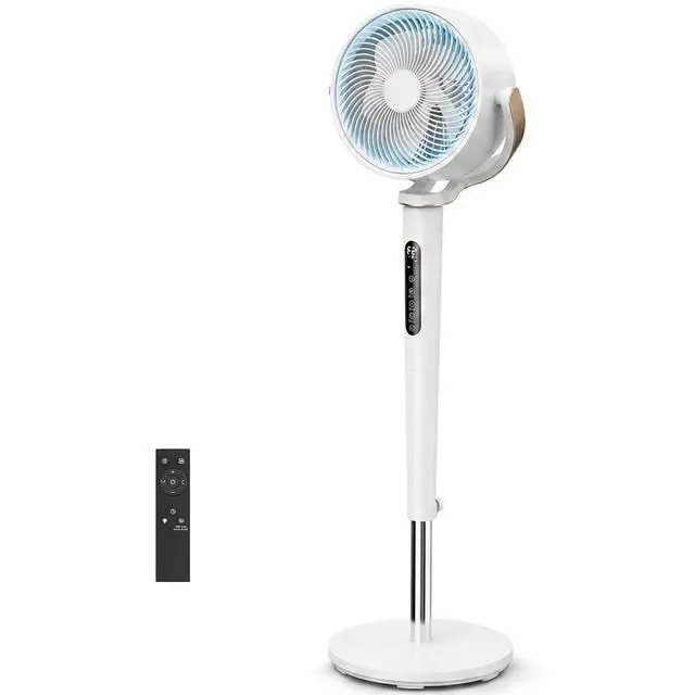 Main image of Pedestal Fan for Bedroom,120°+120°Omnidirectional Oscillating Standing Fan,38-46" Adjustable Height,Quiet Floor Fan with DC Motor,16 Speeds,4 Modes Circulator with Remote,12H Timer,White