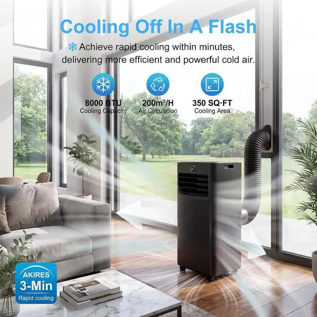 Alt view image 2 of 7 - Portable Air Conditioners,6,000 BTU Air Conditioner for Bedroom with Remote Control,Portable AC Unit With Fan & Dehumidifier,Cools Up To 300 Sq.Ft For Large Room With 24H Timer And Sleep Mode