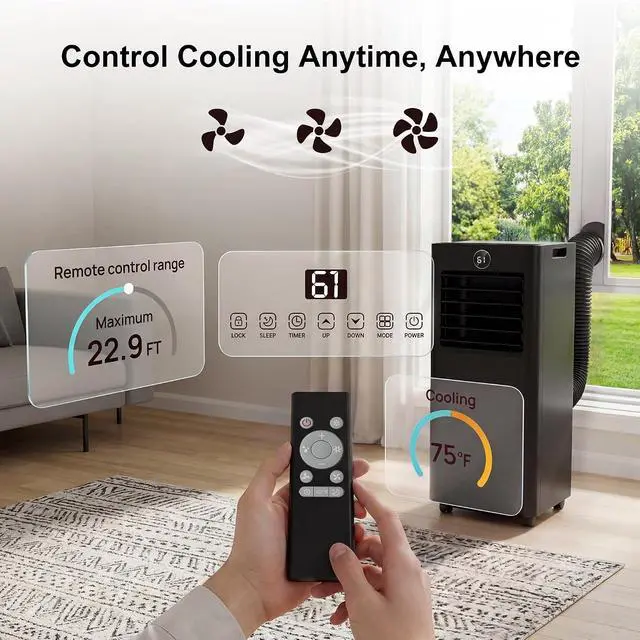 Alt view image 4 of 7 - Portable Air Conditioners,6,000 BTU Air Conditioner for Bedroom with Remote Control,Portable AC Unit With Fan & Dehumidifier,Cools Up To 300 Sq.Ft For Large Room With 24H Timer And Sleep Mode