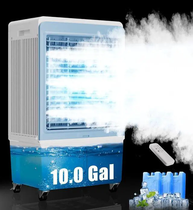 Main image of 3800CFM Large Swamp Cooler with 10-Gal Water Tank,3-IN-1 Evaporative Air Cooler with Remote Control,4 Ice Packs,12H Timer, Evaporative Cooler for Indoor,Outdoor,Garage Use(41IN)