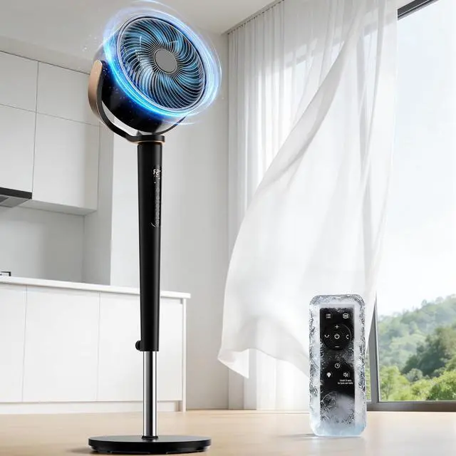 Main image of Pedestal Fan for Bedroom,38-46" Adjustable Height,120°+120°Omnidirectional Oscillating Standing Fan,Quiet Floor Fan with DC Motor,16 Speeds,4 Modes Circulator with Remote,12H Timer,Black