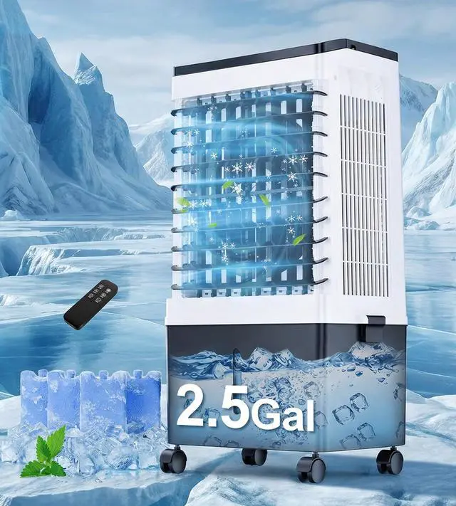Main image of 1500CFM Swamp Cooler,Evaporative Air Cooler with 2.5-Gal Water Tank, 4 Ice Packs, Portable Air Conditioners with Remote Control,12H Timer,Evaporative Cooler for Indoor,Outdoor Use (26IN)