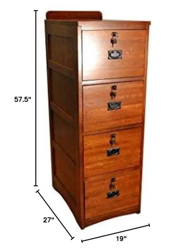 Alt view image 2 of 7 - Crafters and Weavers Mission Oak 4 Drawer File Cabinet Office Cabinet
