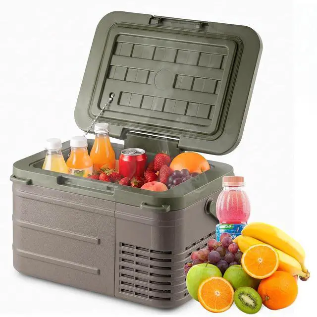 Alt view image 3 of 7 - 12 Volt Refrigerator, 11QT(10L) Compressor Electric Cooler, Car Fridge -4~68, Portable Refrigerator 12V/24V DC 110-240V AC, Compact Freezer for Vehicle RV Camping Truck Boat Travel, Green