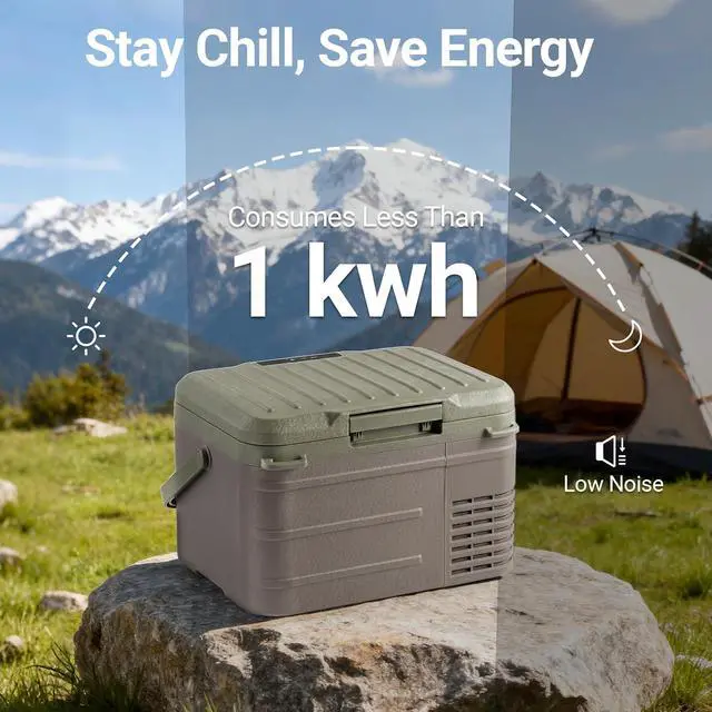 Alt view image 6 of 7 - 12 Volt Refrigerator, 11QT(10L) Compressor Electric Cooler, Car Fridge -4~68, Portable Refrigerator 12V/24V DC 110-240V AC, Compact Freezer for Vehicle RV Camping Truck Boat Travel, Green