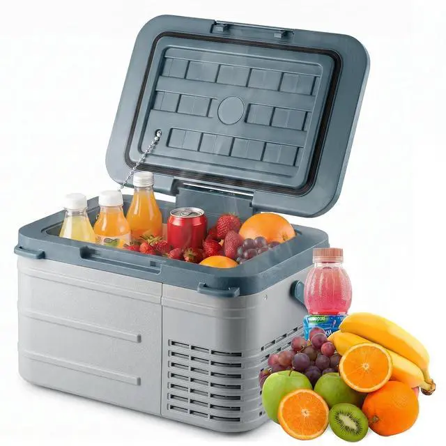 Alt view image 3 of 7 - 12 Volt Refrigerator, 11QT(10L) Compressor Electric Cooler, Car Fridge -4~68, Portable Refrigerator 12V/24V DC 110-240V AC, Compact Freezer for Vehicle RV Camping Truck Boat Travel, Blue