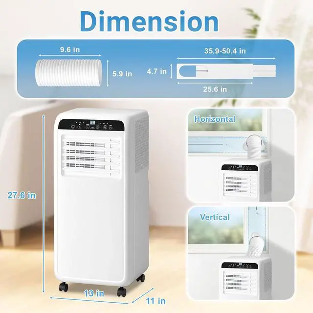 Alt view image 3 of 7 - Portable Air Conditioner, 8000BTU AC Unit for Bedroom, 3-in-1 Modes with Dehumidifier, Cool, Fan,Remote Control & Installation Kit, 24H Timer, Quiet Standing AC Unit for Rooms up to 400 sq.ft