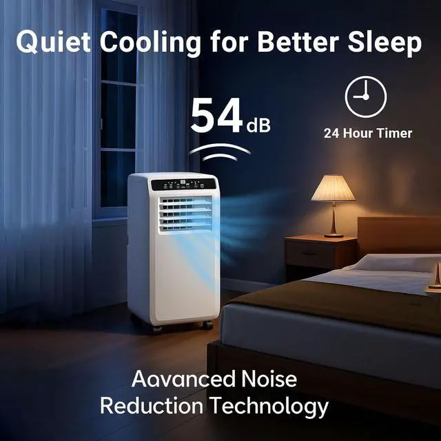 Alt view image 5 of 7 - Portable Air Conditioner, 8000BTU AC Unit for Bedroom, 3-in-1 Modes with Dehumidifier, Cool, Fan,Remote Control & Installation Kit, 24H Timer, Quiet Standing AC Unit for Rooms up to 400 sq.ft