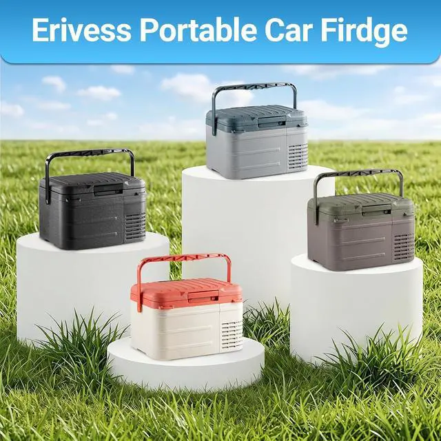 Alt view image 7 of 7 - 12 Volt Refrigerator, 11QT(10L) Compressor Electric Cooler, Car Fridge -4~68, Portable Refrigerator 12V/24V DC 110-240V AC, Compact Freezer for Vehicle RV Camping Truck Boat Travel, Green