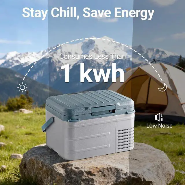 Alt view image 6 of 7 - 12 Volt Refrigerator, 11QT(10L) Compressor Electric Cooler, Car Fridge -4~68, Portable Refrigerator 12V/24V DC 110-240V AC, Compact Freezer for Vehicle RV Camping Truck Boat Travel, Blue