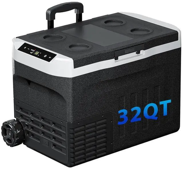 Main image of 12 Volt Refrigerator, 32QT(30L) Compressor Electric Cooler, Car Fridge -4~68, Portable Refrigerator 12V/24V DC 110-240V AC, Compact Freezer for Vehicle RV Camping Truck Boat Travel, Black