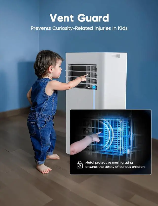 Alt view image 5 of 7 - 10,000 BTU Portable Air Conditioner, 3-in-1 AC Unit for 450 Sq.Ft Rooms With Cooling, Dehumidification & Fan Modes, Includes Remote Control, 24H Timer & Window Kit for Bedroom