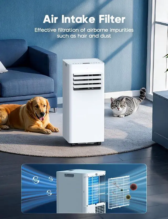 Alt view image 4 of 7 - 10,000 BTU Portable Air Conditioner, 3-in-1 AC Unit for 450 Sq.Ft Rooms With Cooling, Dehumidification & Fan Modes, Includes Remote Control, 24H Timer & Window Kit for Bedroom