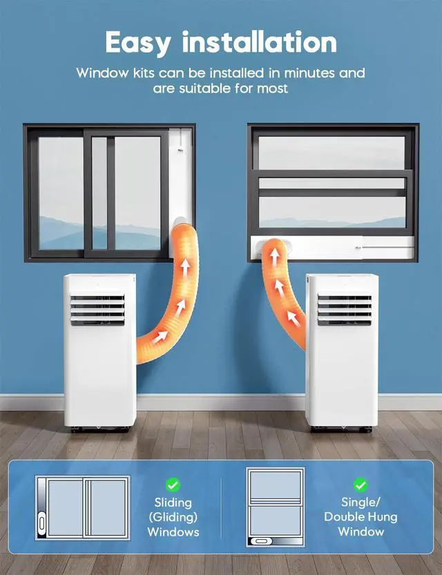 Alt view image 6 of 7 - 10,000 BTU Portable Air Conditioner, 3-in-1 AC Unit for 450 Sq.Ft Rooms With Cooling, Dehumidification & Fan Modes, Includes Remote Control, 24H Timer & Window Kit for Bedroom