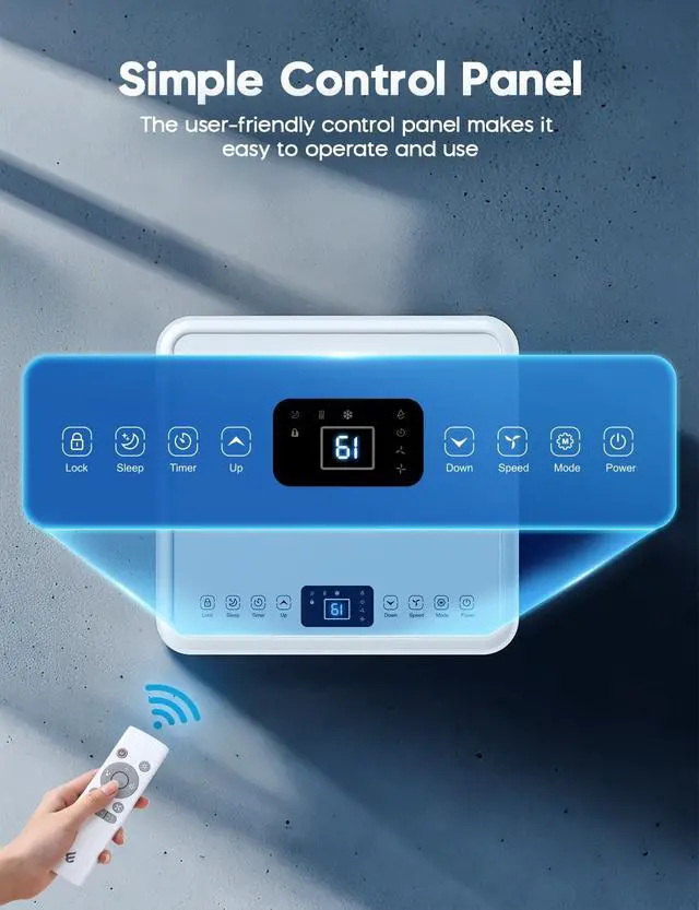 Alt view image 7 of 7 - 10,000 BTU Portable Air Conditioner, 3-in-1 AC Unit for 450 Sq.Ft Rooms With Cooling, Dehumidification & Fan Modes, Includes Remote Control, 24H Timer & Window Kit for Bedroom