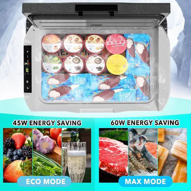 Alt view image 2 of 7 - 12 Volt Refrigerator, 32QT(30L) Compressor Electric Cooler, Car Fridge -4~68, Portable Refrigerator 12V/24V DC 110-240V AC, Compact Freezer for Vehicle RV Camping Truck Boat Travel, Black