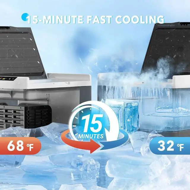 Alt view image 3 of 7 - 12 Volt Refrigerator, 32QT(30L) Compressor Electric Cooler, Car Fridge -4~68, Portable Refrigerator 12V/24V DC 110-240V AC, Compact Freezer for Vehicle RV Camping Truck Boat Travel, Black