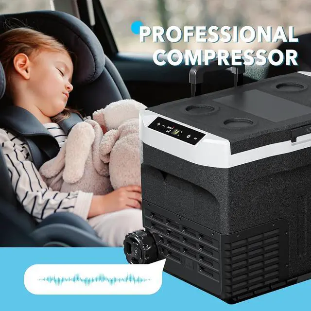 Alt view image 7 of 7 - 12 Volt Refrigerator, 32QT(30L) Compressor Electric Cooler, Car Fridge -4~68, Portable Refrigerator 12V/24V DC 110-240V AC, Compact Freezer for Vehicle RV Camping Truck Boat Travel, Black